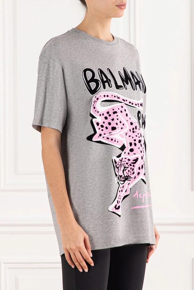 Balmain gray leopard print short-sleeve t-shirt
 191720 - photo 3