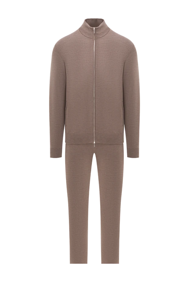 Бежевый прогулочный костюм из мягкой шерсти - фото 1
