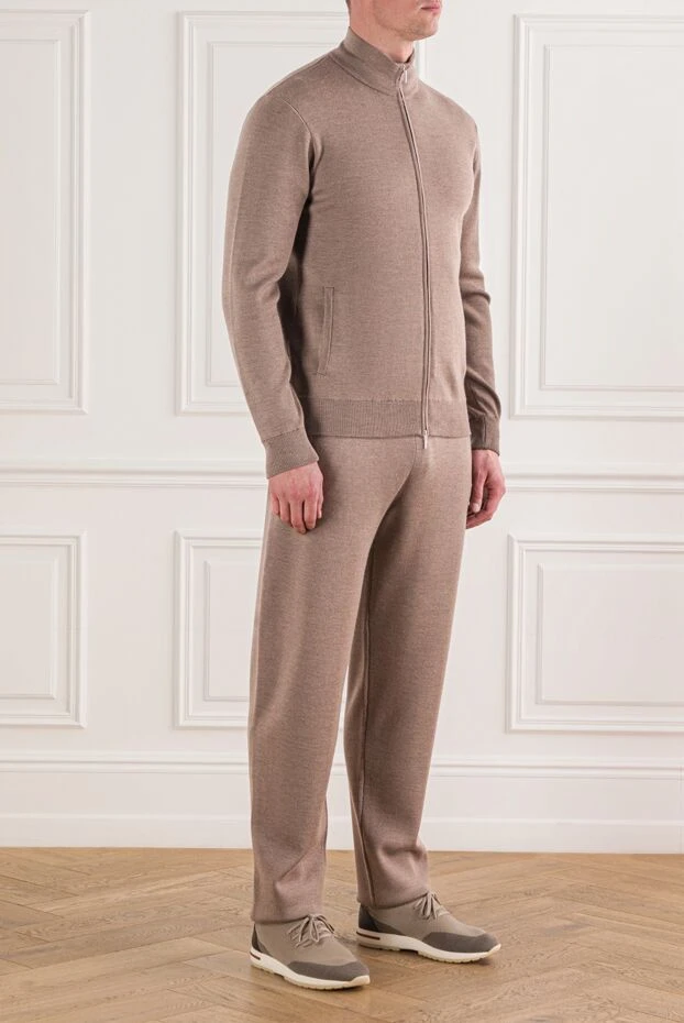 Cesare di Napoli бежевый жұмсақ жүннен жасалған серуендеуге арналған костюм 191726 - фото 3