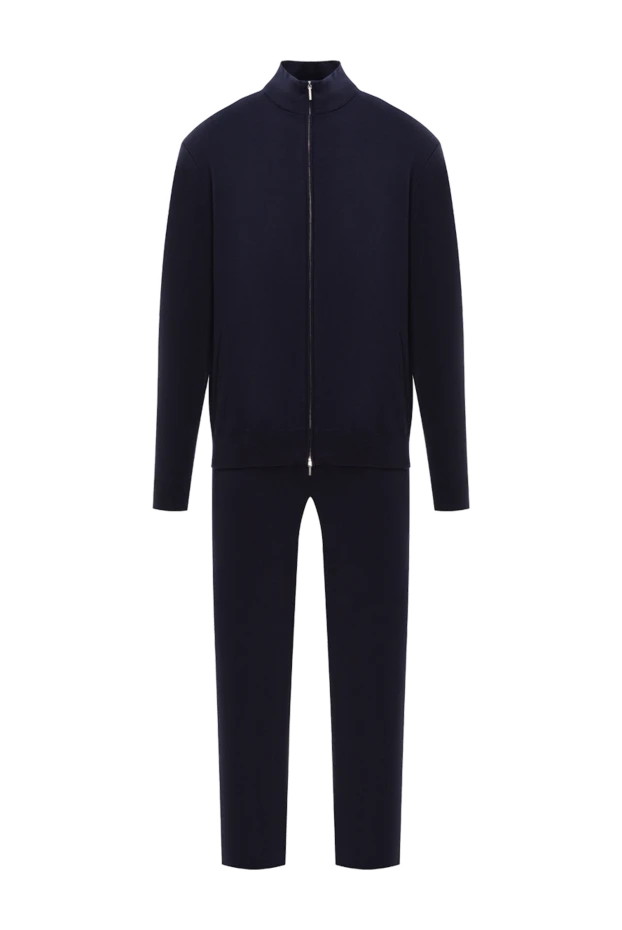 Classic wool tracksuit with a stand-up collar, blue - photo 1