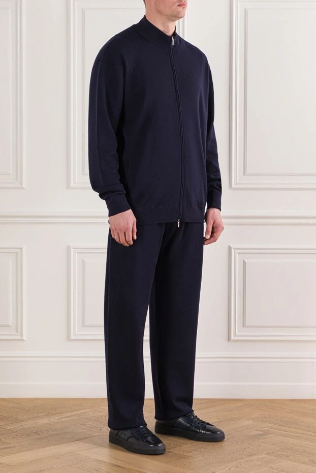 Cesare di Napoli классикалық жүннен тігілген жағасы бар спорт костюмі, көк 191727 - фото 2