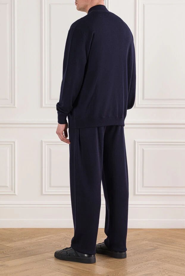 Cesare di Napoli классикалық жүннен тігілген жағасы бар спорт костюмі, көк 191727 - фото 3