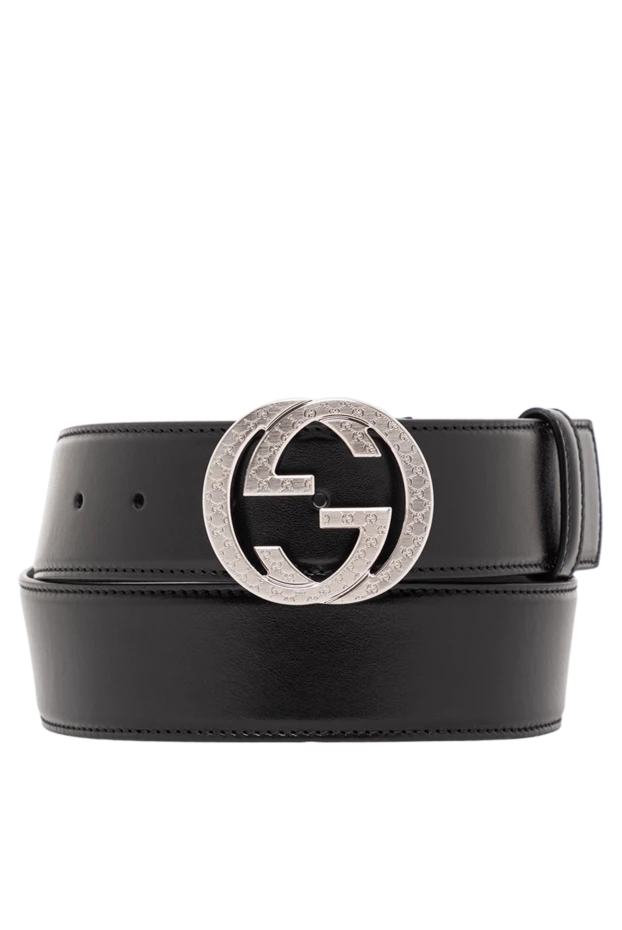 Ремень из гладкой кожи с серебристой круглой пряжкой - фото 1