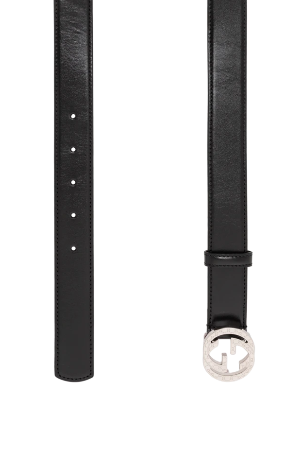 Gucci мужской ремень из натуральной черной кожи с фигурной пряжкой 191733 - фото 3