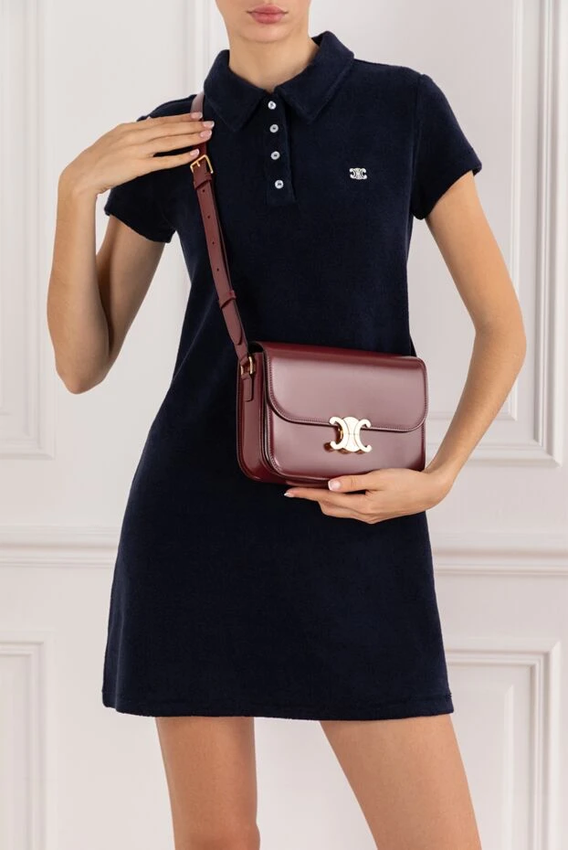 Classique Triomphe bag in shiny calfskin, burgundy - photo 2