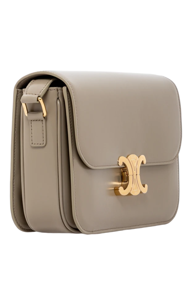 Celine сумка classique triomphe из блестящей телячьей кожи серая 191743 - фото 3