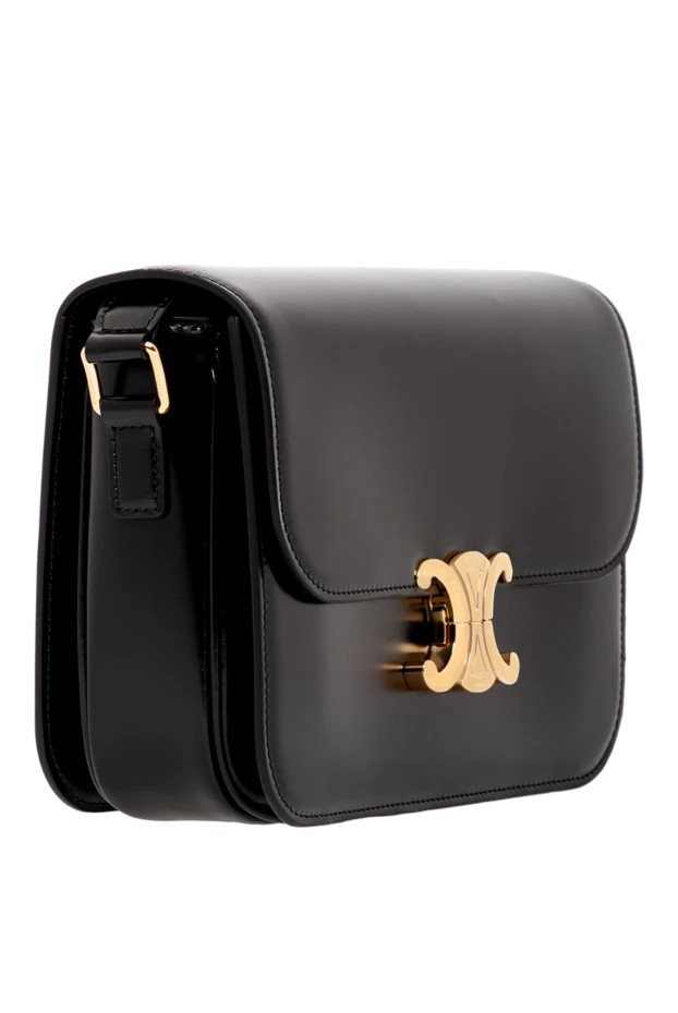 Celine сумка classique triomphe из блестящей телячьей кожи черная 191744 - фото 3