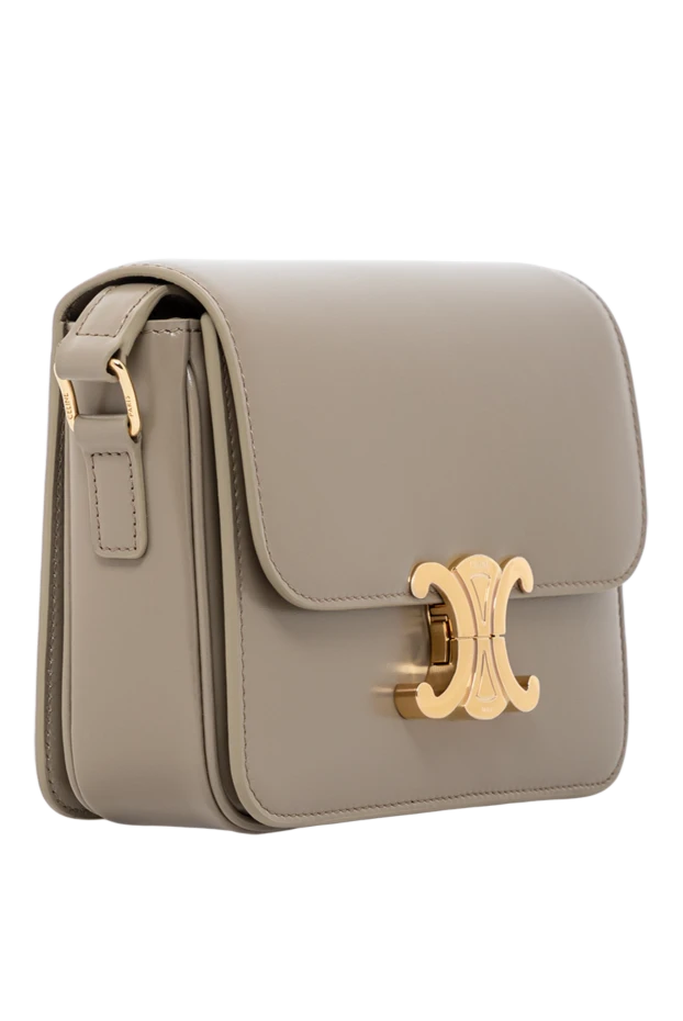 Celine сумка молодежная triomphe из блестящей телячьей кожи серая
 191745 - фото 3