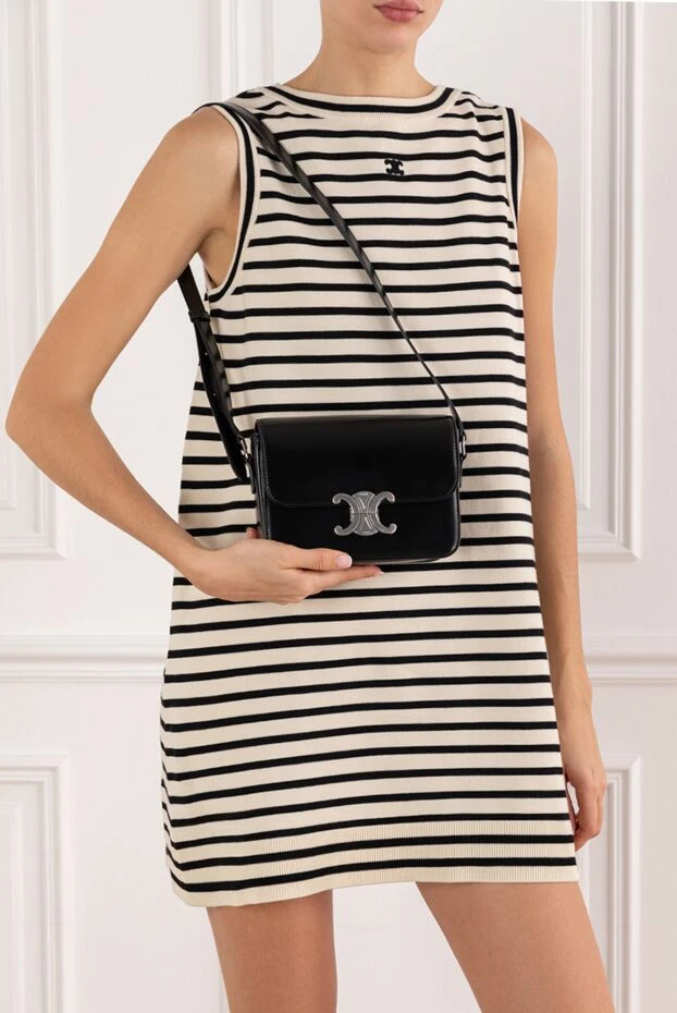 Celine жылтыр қара бұзау терісінен жасалған triomphe жастар сөмкесі
 191746 - фото 2