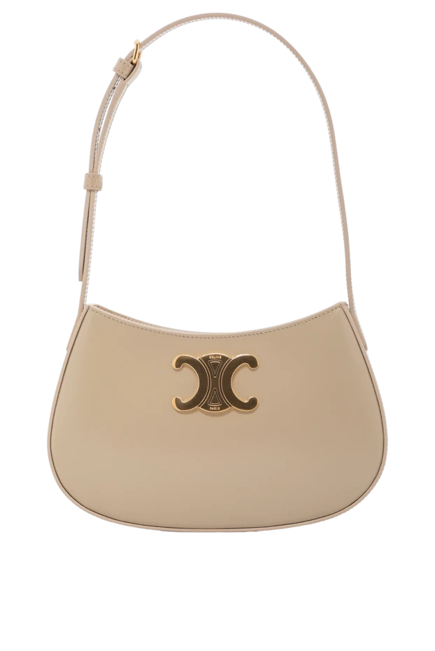 Средняя сумка Tilly из блестящей телячьей кожи бежевая - фото 1