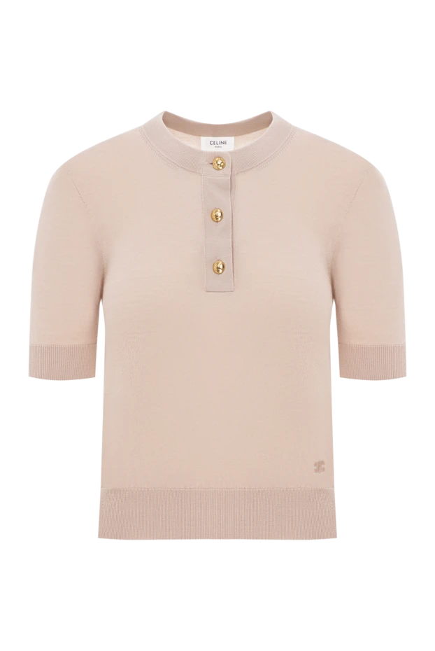 Triomphe Fine Wool Crew-Neck Polo in Pink
- photo 1