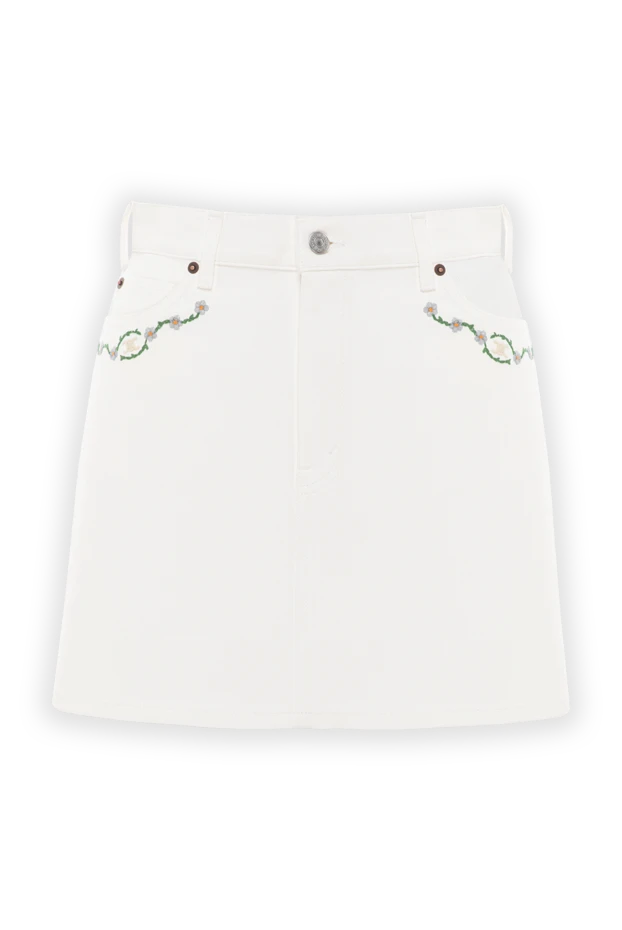 White denim mini skirt with embroidery - photo 1