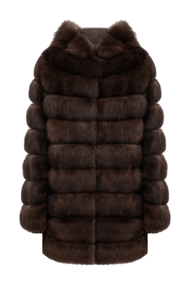 Көлемді капюшоны және көлденең кірістірулері бар бұлғын тон - фото 1