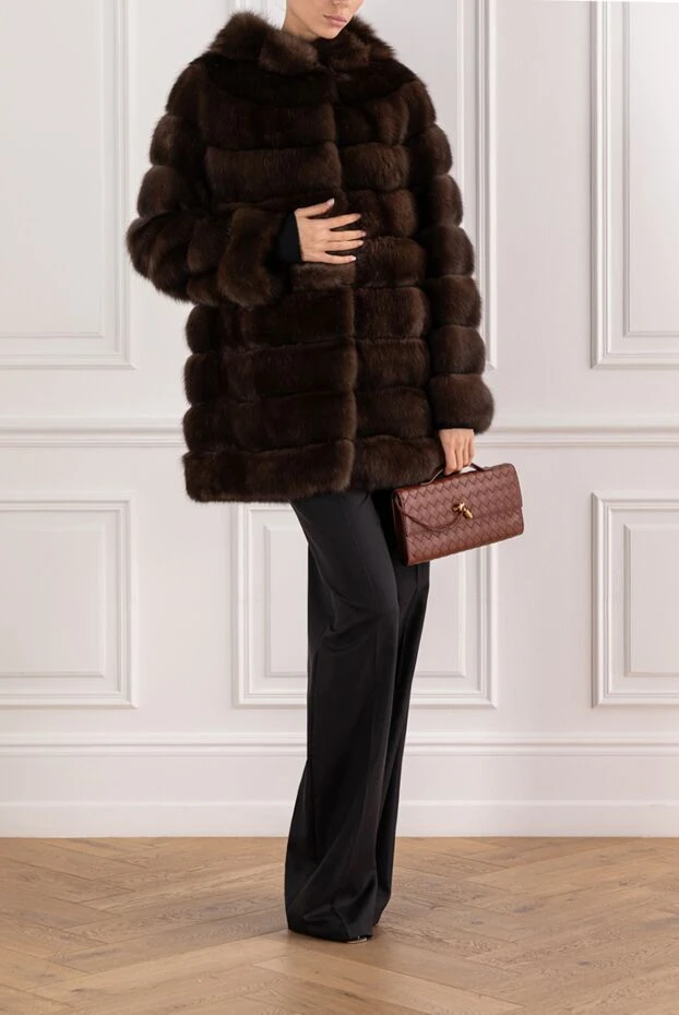 Giorgio Magnani sable fur coat with a voluminous hood and horizontal inserts 191775 - photo 2