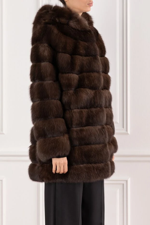 Giorgio Magnani sable fur coat with a voluminous hood and horizontal inserts 191775 - photo 3