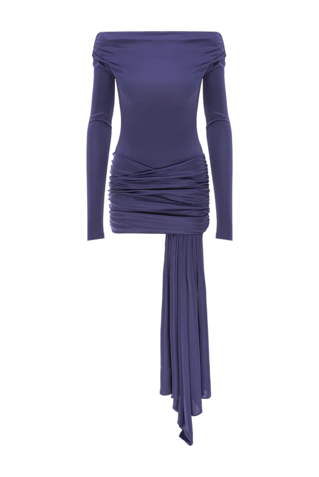 Вендел иығына арналған көк түсті жылтыр джерси шағын көйлегі - фото 1