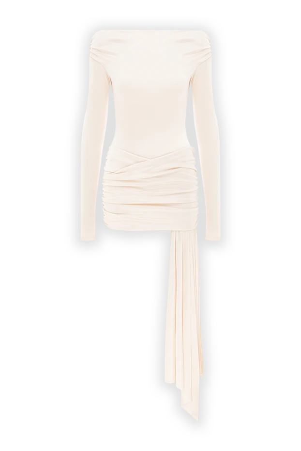 Wendell Off-the-Shoulder Shiny Jersey Mini Dress in Beige - photo 1