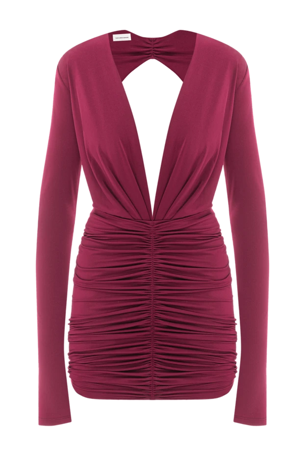 Красное мини-платье с длинными рукавами и сборками - фото 1