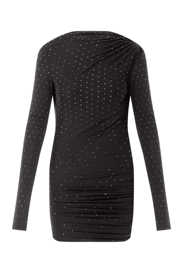Мини-платье с длинными рукавами и открытой спиной украшенное кристаллами - фото 1