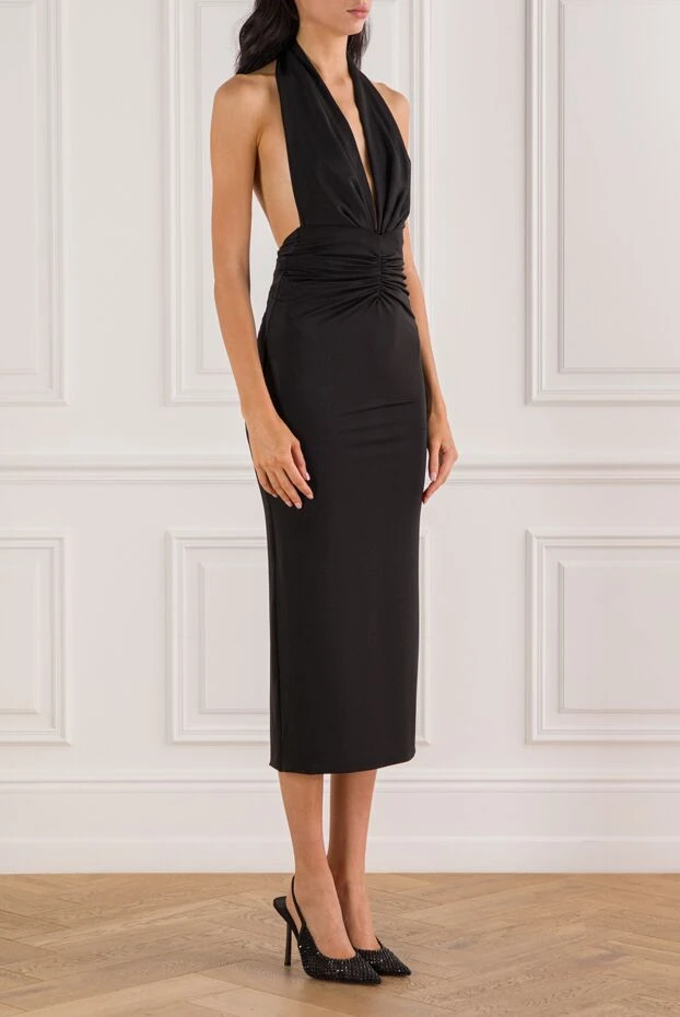 The Andamane черное вечернее платье с драпировкой и вырезом халтер 191790 - фото 3