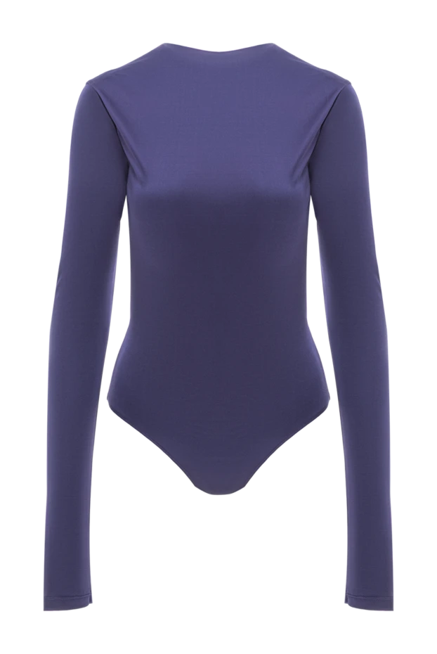 Фиолетовое боди с длинным рукавом и открытой спиной - фото 1