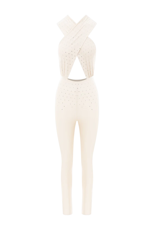 Комбинезон кремового цвета Hola с перекрестными бретелями украшенный кристаллами - фото 1