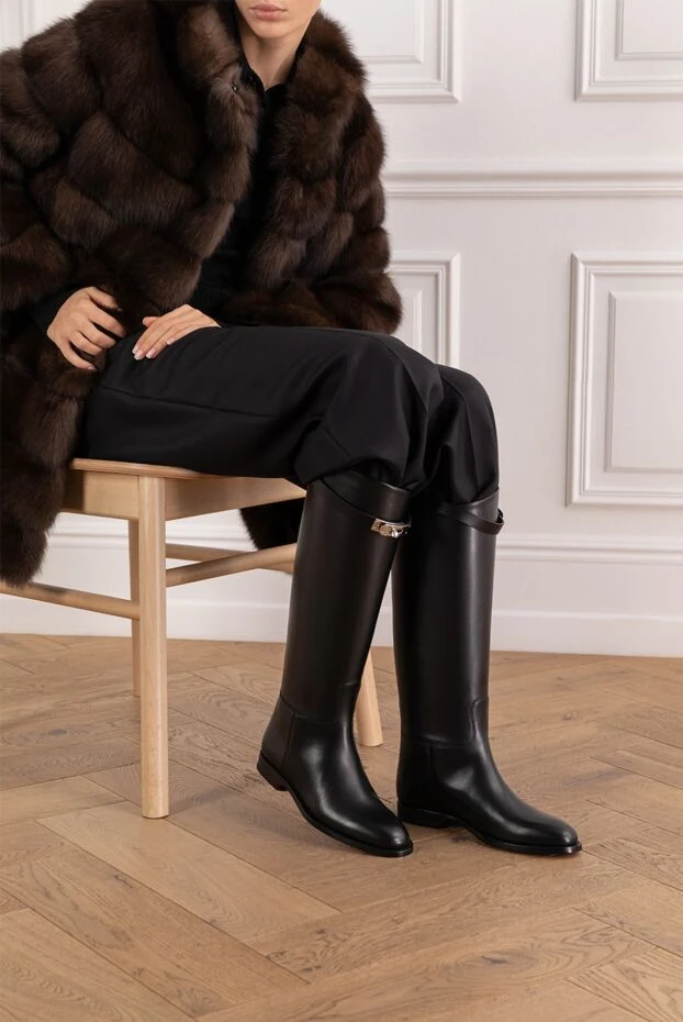 Jumping calfskin boots with the iconic palladium-plated buckle - photo 2