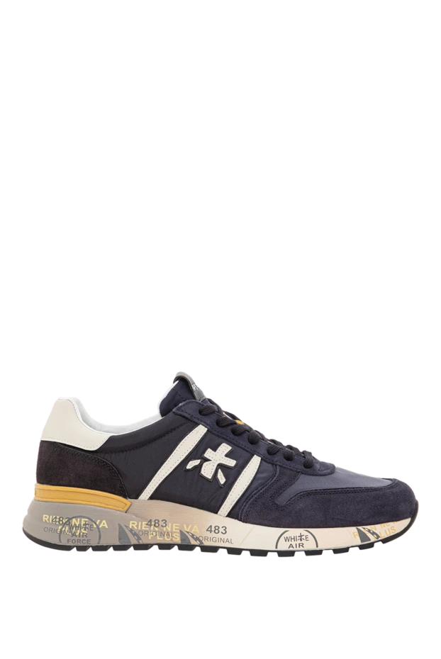 Lander sneakers in soft suede and nylon with logo, blue - photo 1