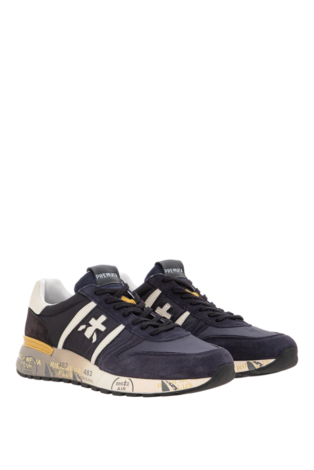 Premiata lander sneakers in soft suede and nylon with logo, blue 191827 - photo 3