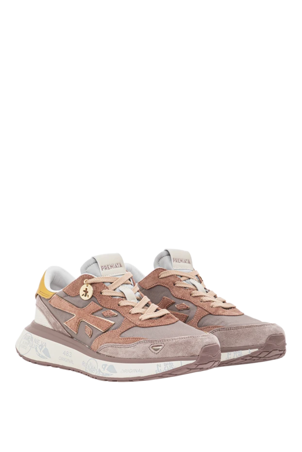 Premiata женские розовые кроссовки для бега lauryn из замши кожи и ткани 191839 - фото 3