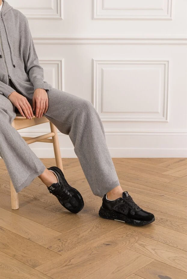 Premiata кроссовки mased 7822 черные женские из кожи и текстиля 191842 - фото 2