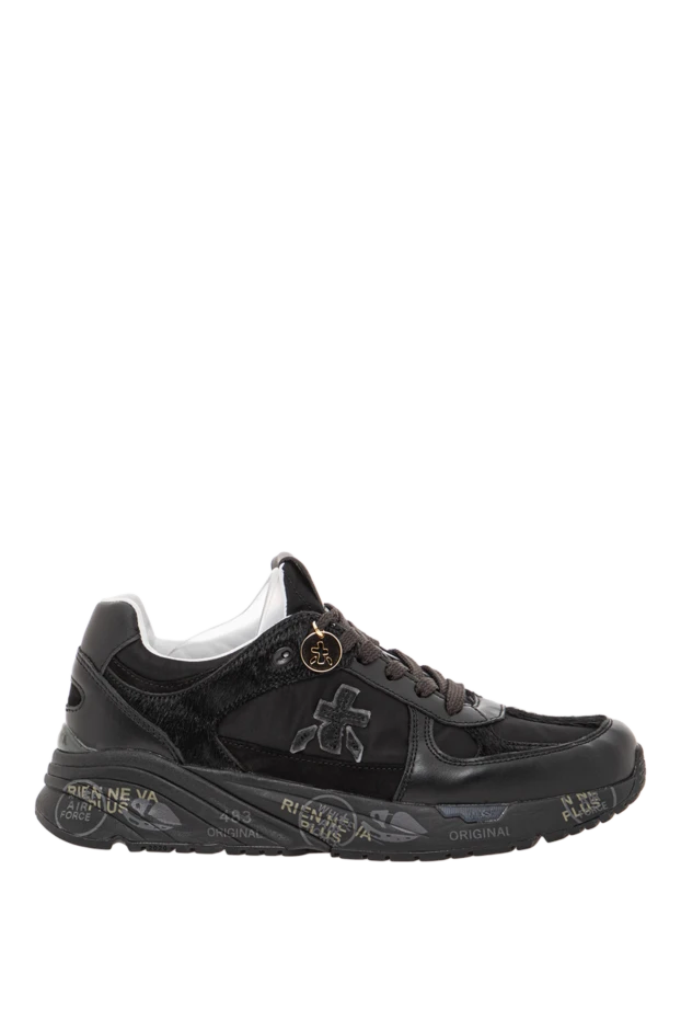 Әйелдерге арналған қара түсті Mase кроссовкалары жылтыр екпінмен және қалың табанымен - фото 1