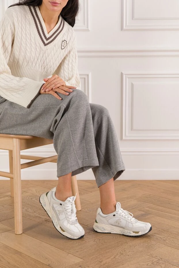 Premiata кроссовки mased 7822 белые женские из кожи и текстиля 191844 - фото 2