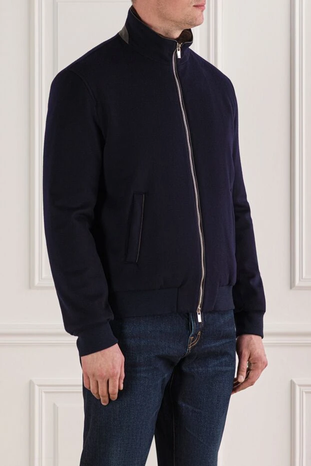 Tombolini бомбер из шерсти синий с воротником на натуральном меху 191845 - фото 3