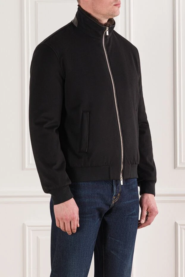Tombolini черный шерстяной бомбер с воротником-стойкой и застежкой-молнией 191846 - фото 3