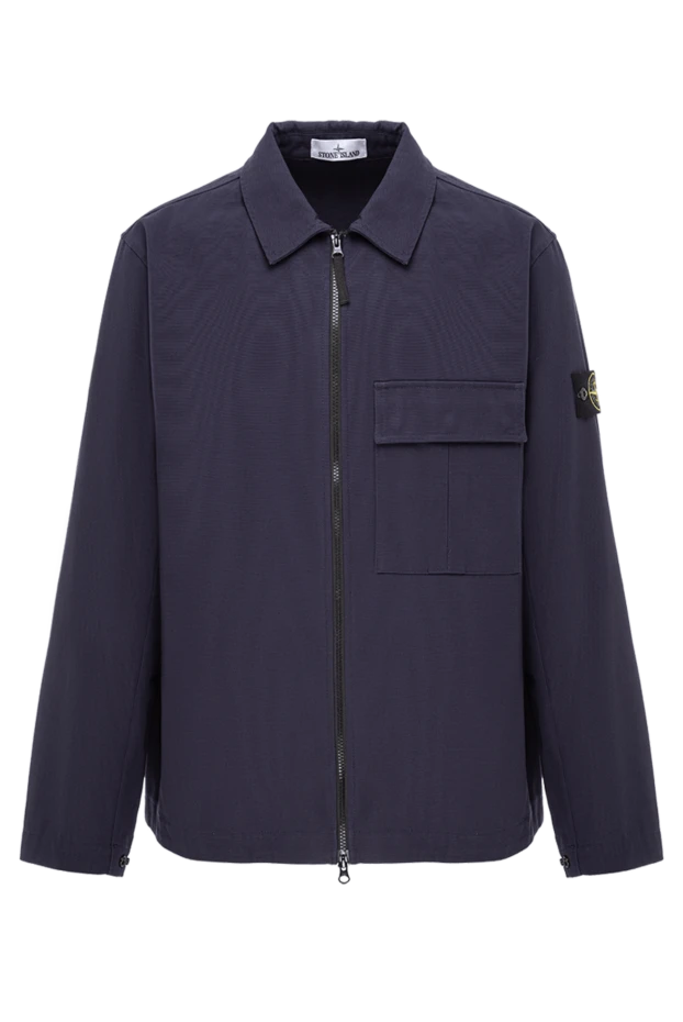 Көк түсті мақта панама жейде, кеуде қалтасында қақпағы бар және түймесі бар - фото 1