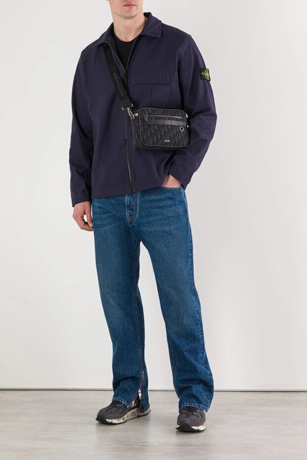 Stone Island куртка-рубашка из хлопка-панамы синяя с нагрудным карманом с клапаном на кнопке 191847 - фото 2