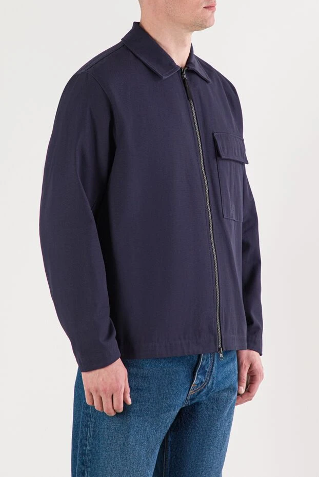 Stone Island куртка-рубашка из хлопка-панамы синяя с нагрудным карманом с клапаном на кнопке 191847 - фото 3