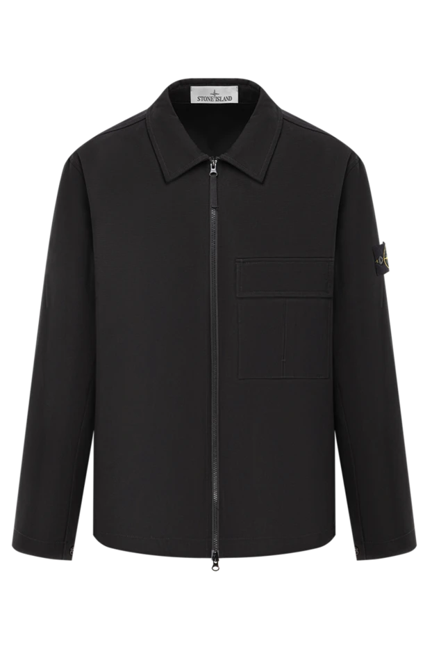 Қара мақта панама жейде, кеуде қалтасында қалталы және түймесі бар - фото 1