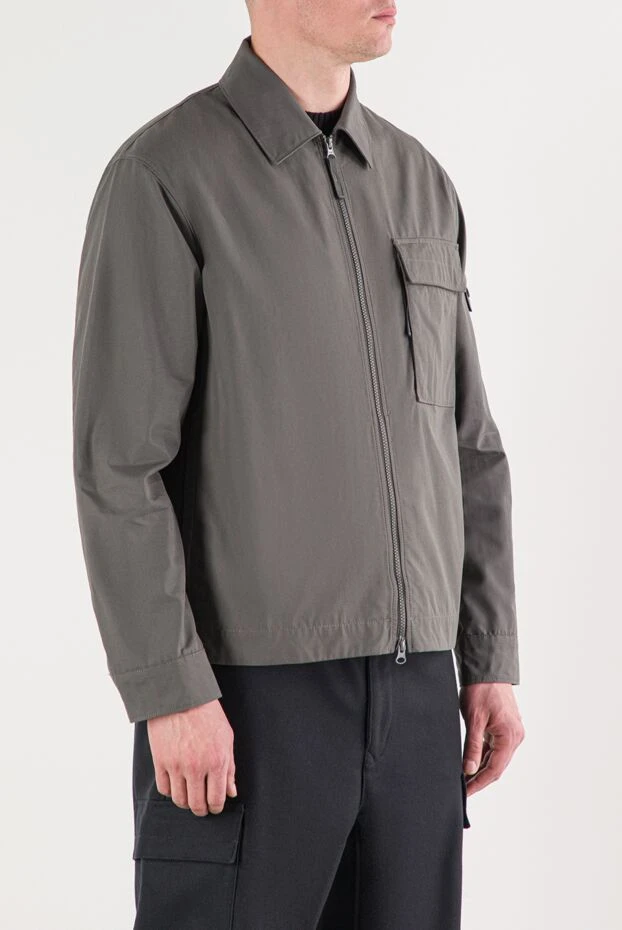 Stone Island куртка-рубашка из плотного органического хлопкового полотна серая 191850 - фото 3