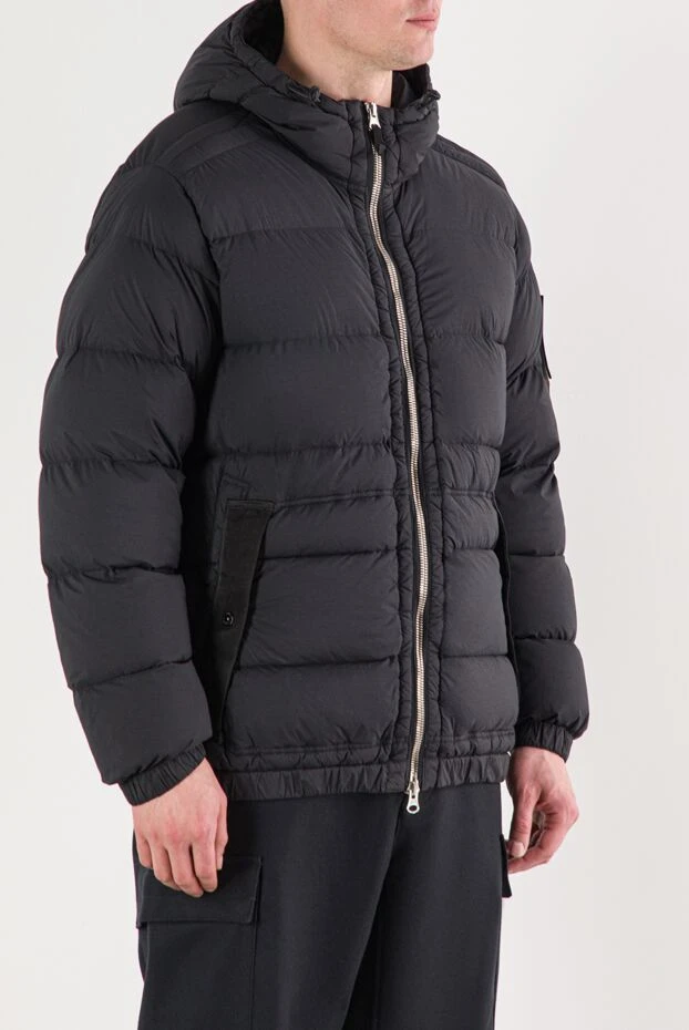 Stone Island қара жеңіл нейлон мамық күрте 191852 - фото 3
