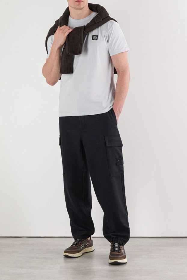 Stone Island брюки-карго ghost из кардной шерстяной нейлоновой фланели синие 191855 - фото 2