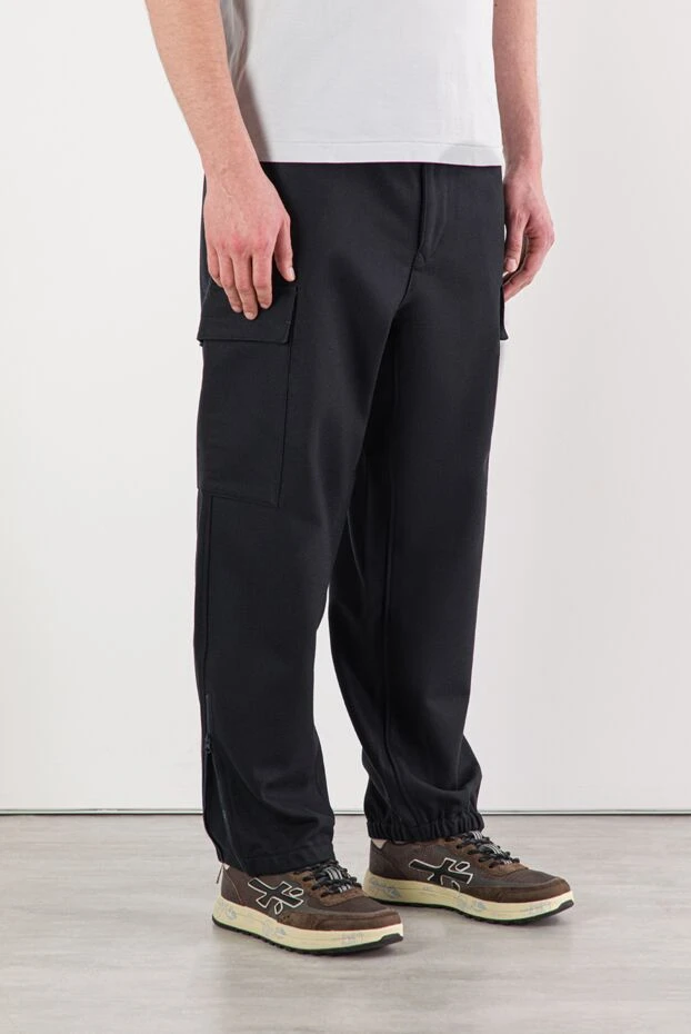 Stone Island брюки-карго ghost из кардной шерстяной нейлоновой фланели синие 191855 - фото 3