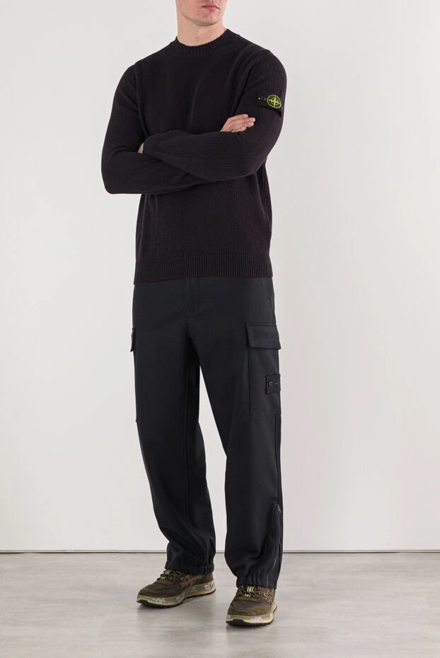 Stone Island синий джемпер прямого кроя с объемной вязкой
 191858 - фото 2