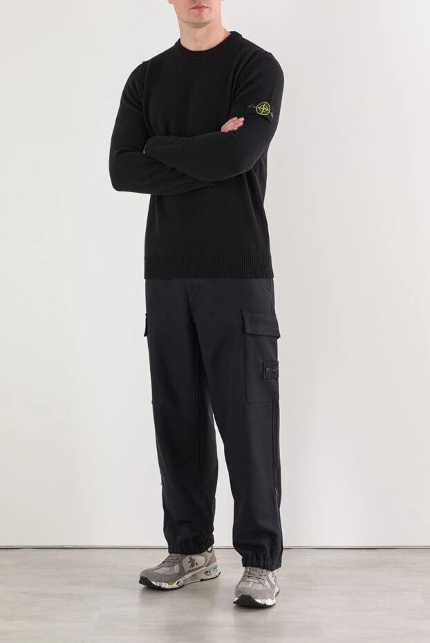 Stone Island вязаный черный джемпер из овечьей шерсти с круглым вырезом 191859 - фото 2
