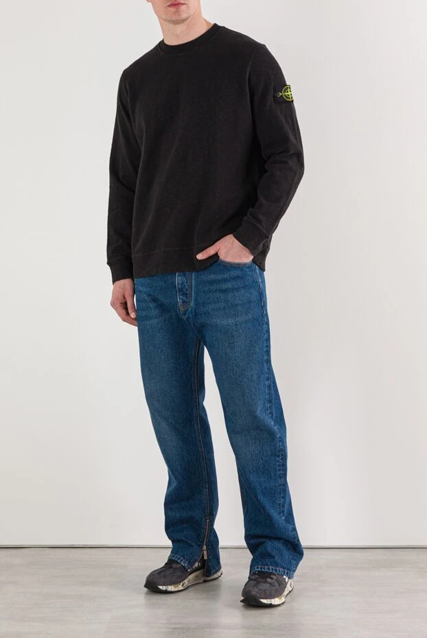 Stone Island чёрный свитшот с текстурной поверхностью и нашивкой
 191862 - фото 2