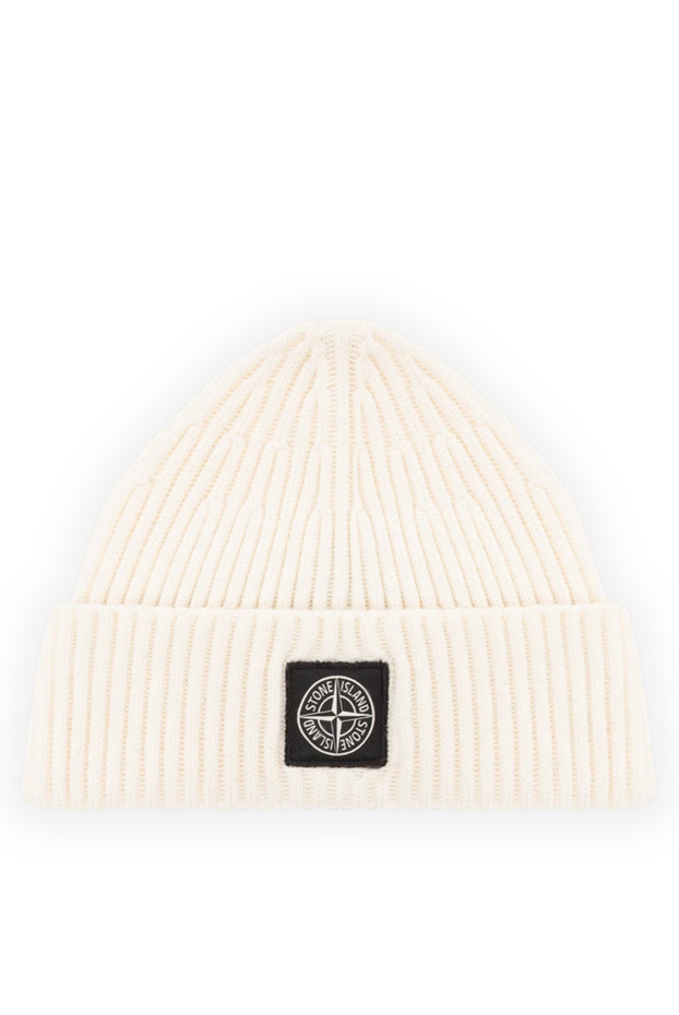White hat made of natural wool with a branded patch
- photo 1