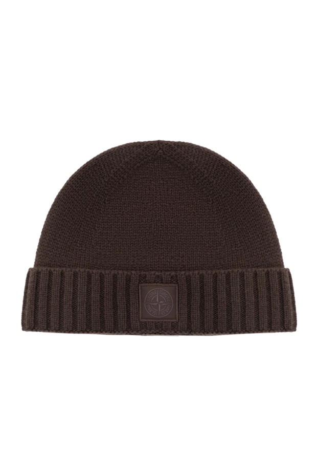 Brown textured cashmere hat with a raised knit - photo 1