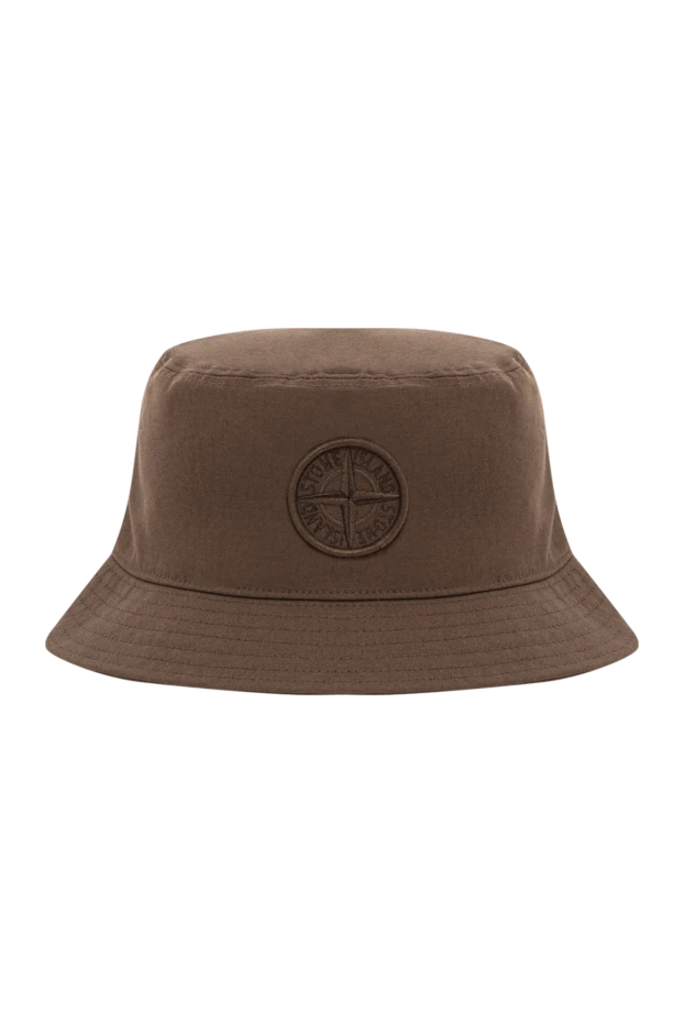 Панама коричневая хлопковая с вышитым компасом - фото 1