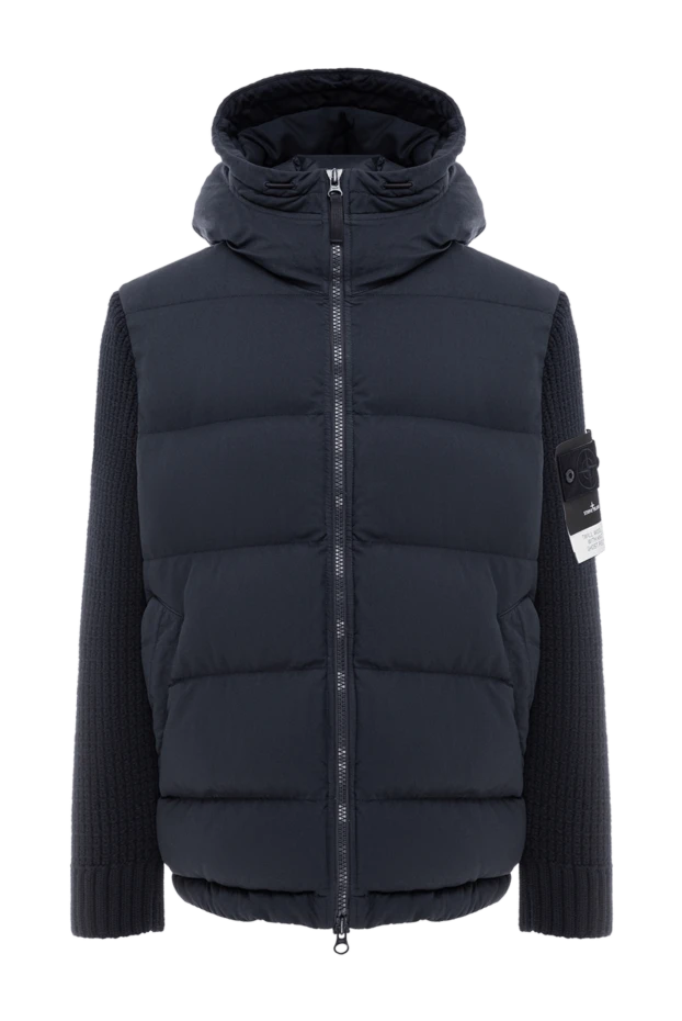 Men's Ghost Down Jacket with Knit Sleeves in Navy Blue - photo 1